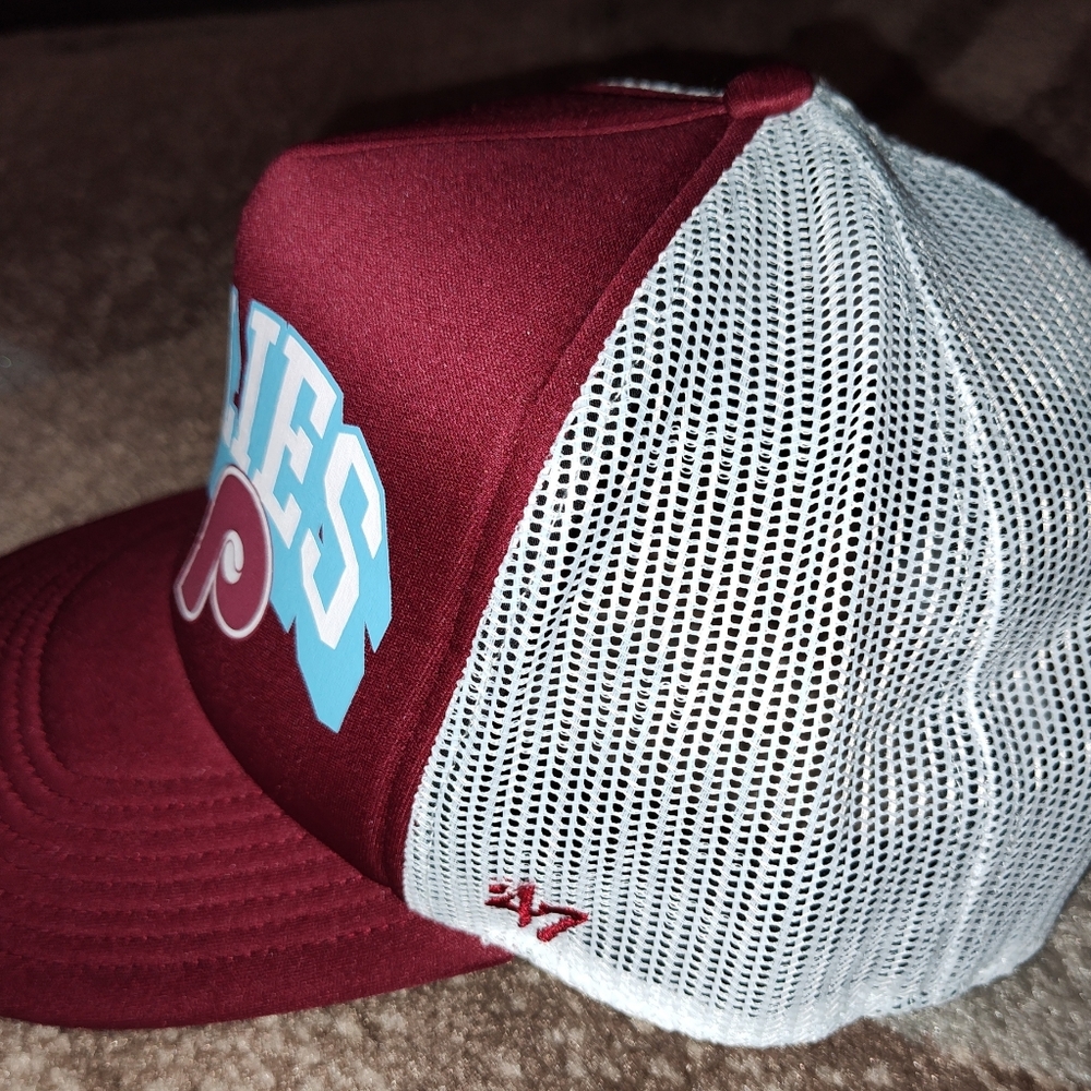 47 Brand Philadelphia Phillies Maroon and White Trucker Cap - Picture 2 of 6